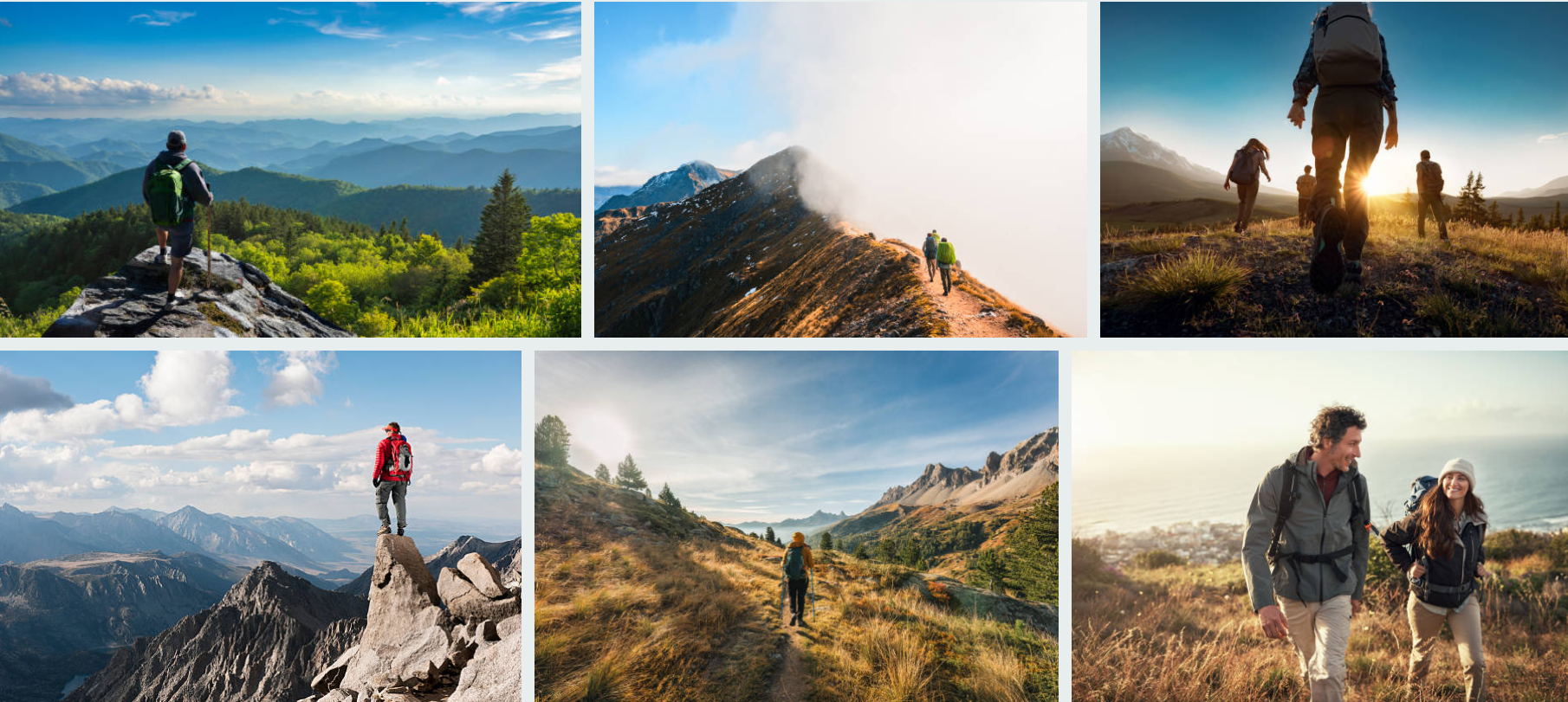 Hiker enjoying panoramic view atop a lush green mountain during Uganda trek.